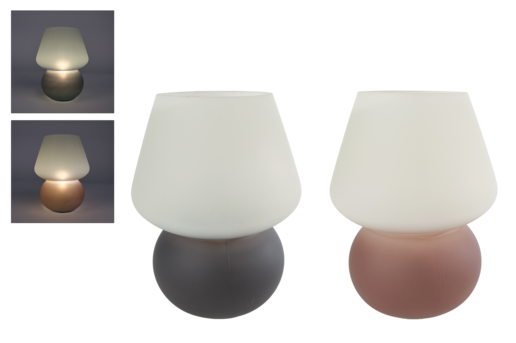 Sfeerverlichting LED Cara beige/bruin glas 14x14x20cm 2ass.