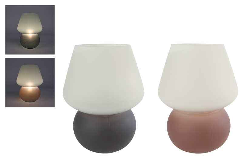 Sfeerverlichting LED Cara beige/bruin glas 14x14x20cm 2ass.