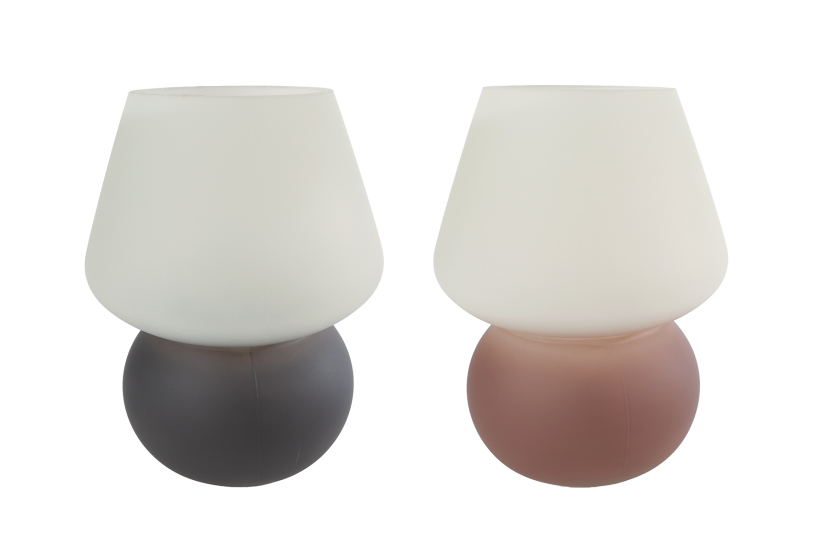 Sfeerverlichting LED Cara beige/bruin glas 14x14x20cm 2ass.