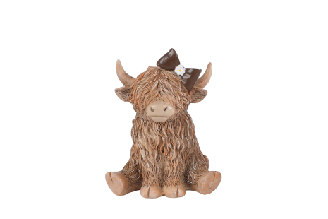 Sculptuur Highlander met strik bruin 8x6x12cm 2 assorti