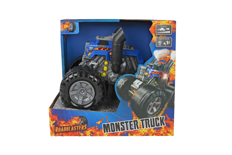 Roadblasters Monster Truck frictie L/G 18cm - blauw