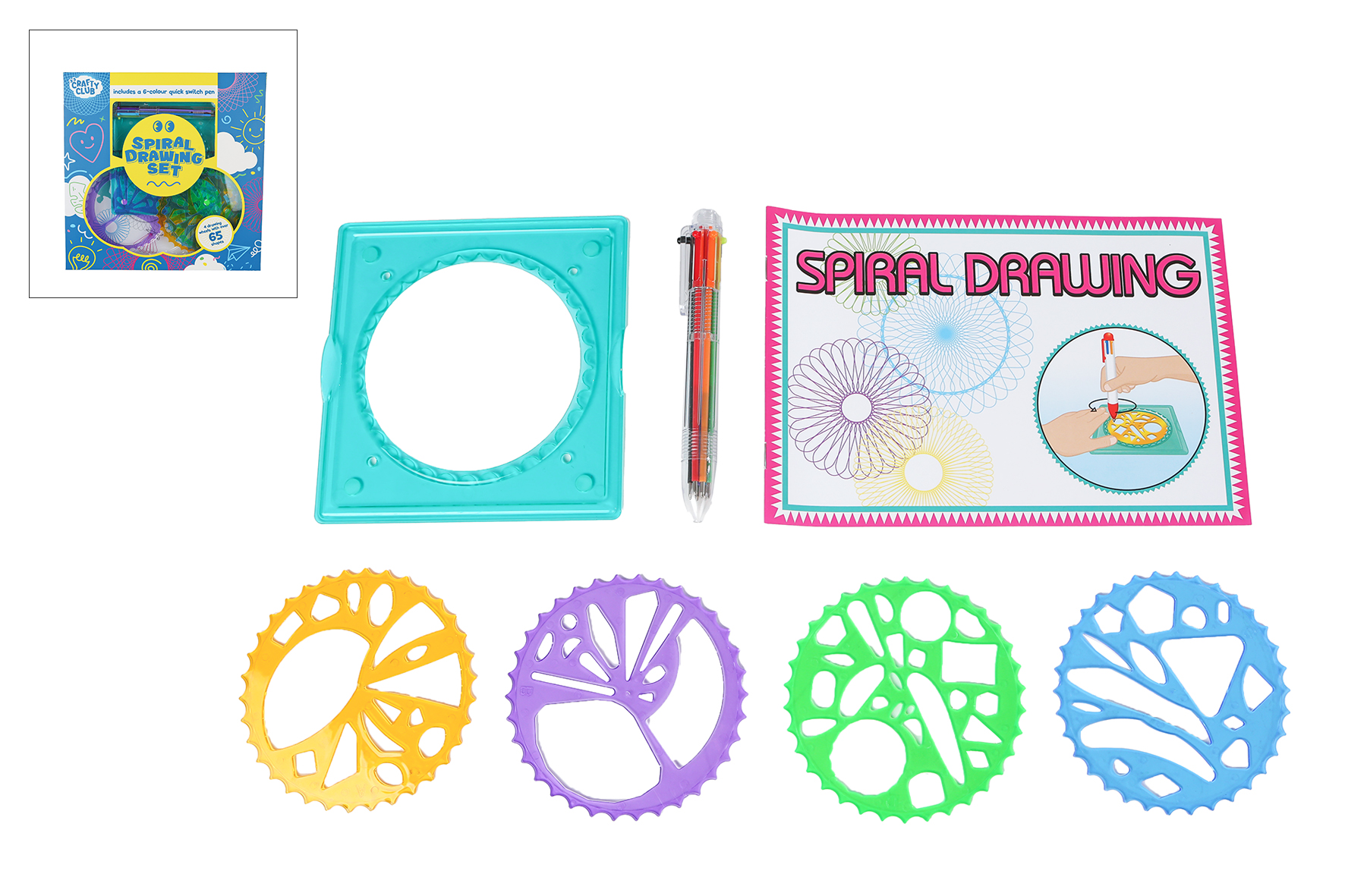 Spiral Art tekenset 5dlg met 6-kleurenpen en tekenboekje