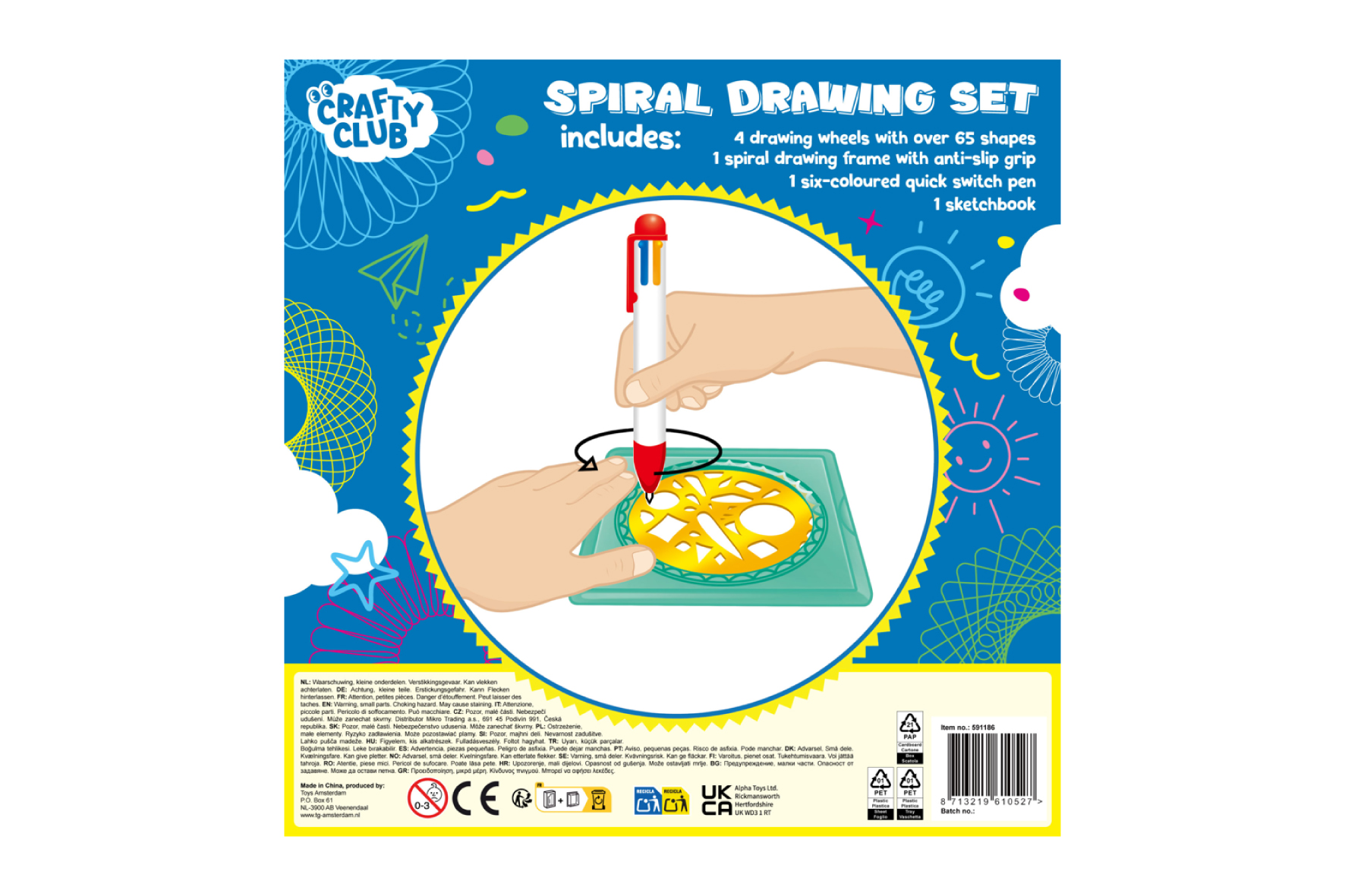 Spiral Art tekenset 5dlg met 6-kleurenpen en tekenboekje