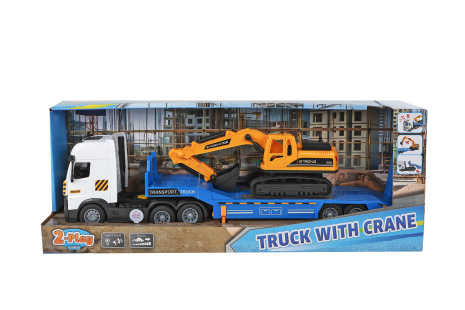 2-Play vrachtwagen met aanhanger en kraan L/G frictie 36cm