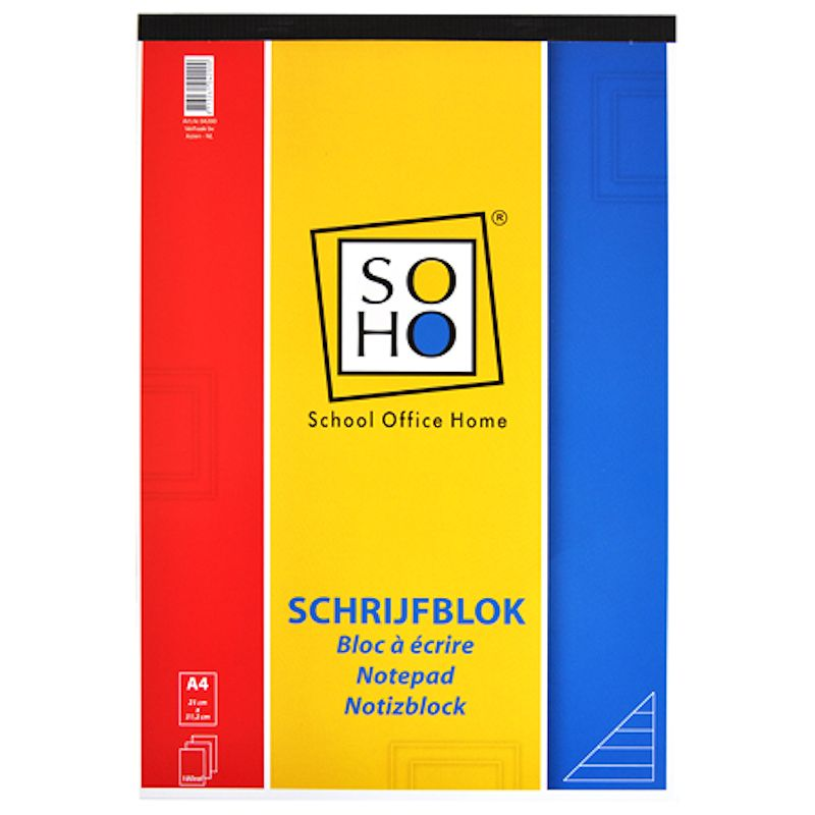 SOHO Schrijfblok A4 lijn 10 stuks