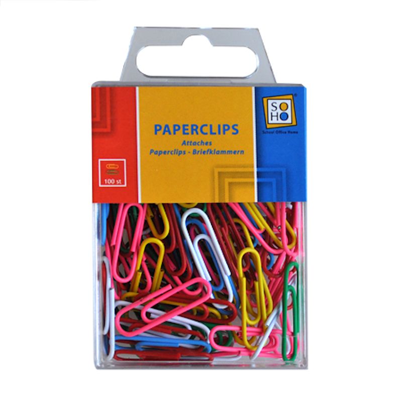 SOHO Paperclips gekleurd 100 stuks