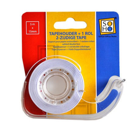 SOHO Tapehouder met rol dubbelzijdig 15mmx5m