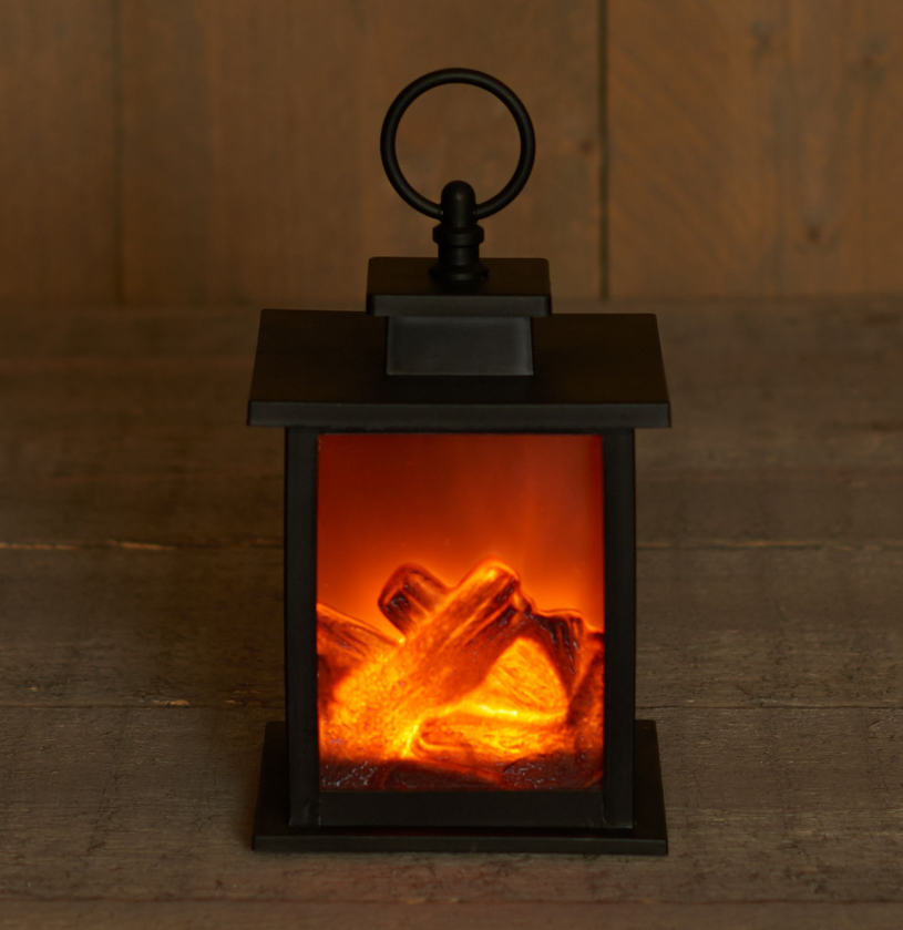 LED Haard zwart 12x12x18.5cm incl. timer