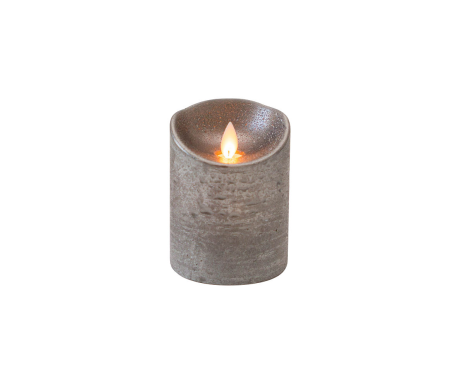 LED Kaars rustiek incl. timer - 7.50x10.00cm - Zilver