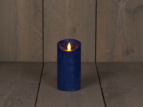 LED Kaars rustiek incl. timer - 7.50x15.00cm - Blauw
