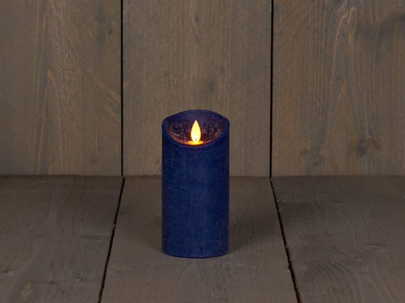 LED Kaars rustiek incl. timer - 7.50x15.00cm - Blauw