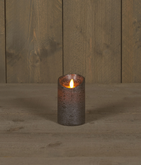 LED Kaars rustiek incl. timer - 7.50x12.50cm - Antraciet