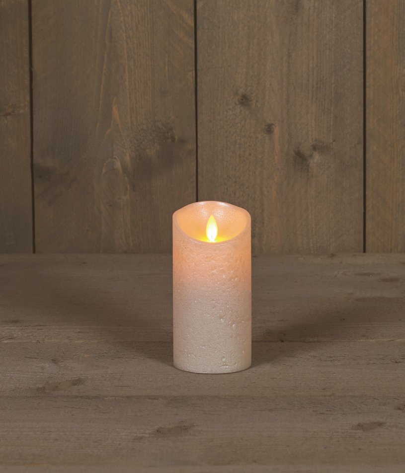 LED Kaars rustiek incl. timer - 7.50x15.00cm - Parelmoer