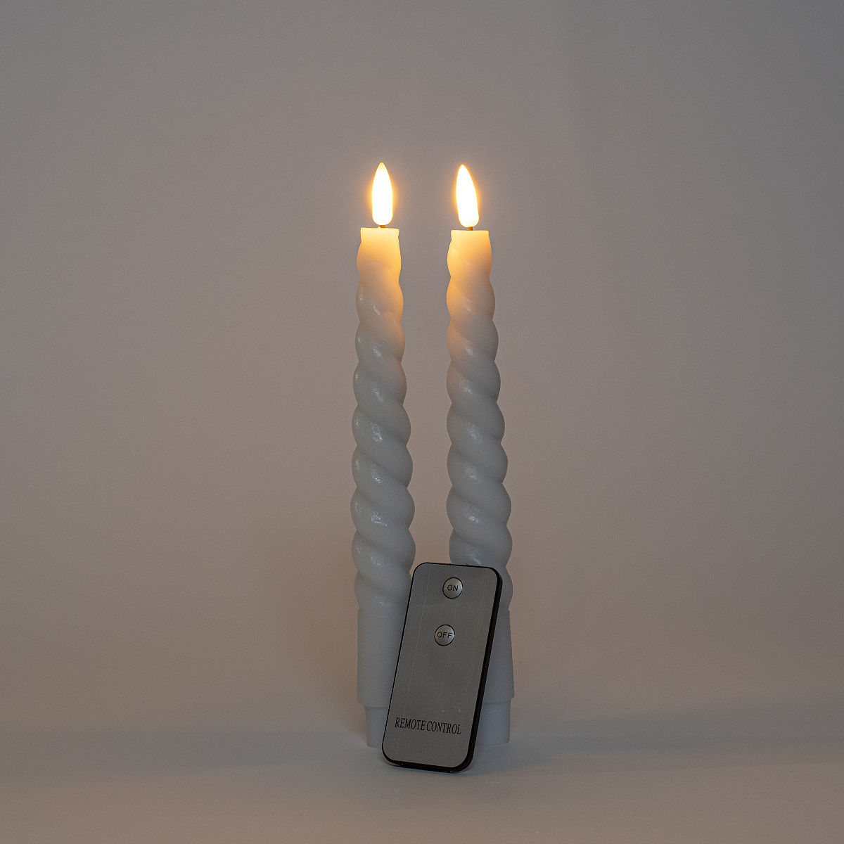 LED Kaars Swirl diner incl. afstandsbedieing - 23cm - Wit