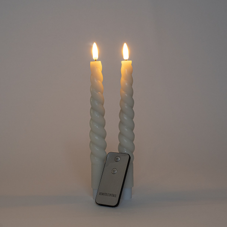 LED Kaars Swirl diner incl. afstandsbedieing - 23cm - Ivoor