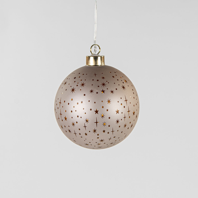 LED Bal glas Champagne Sterren 10cm incl. timer