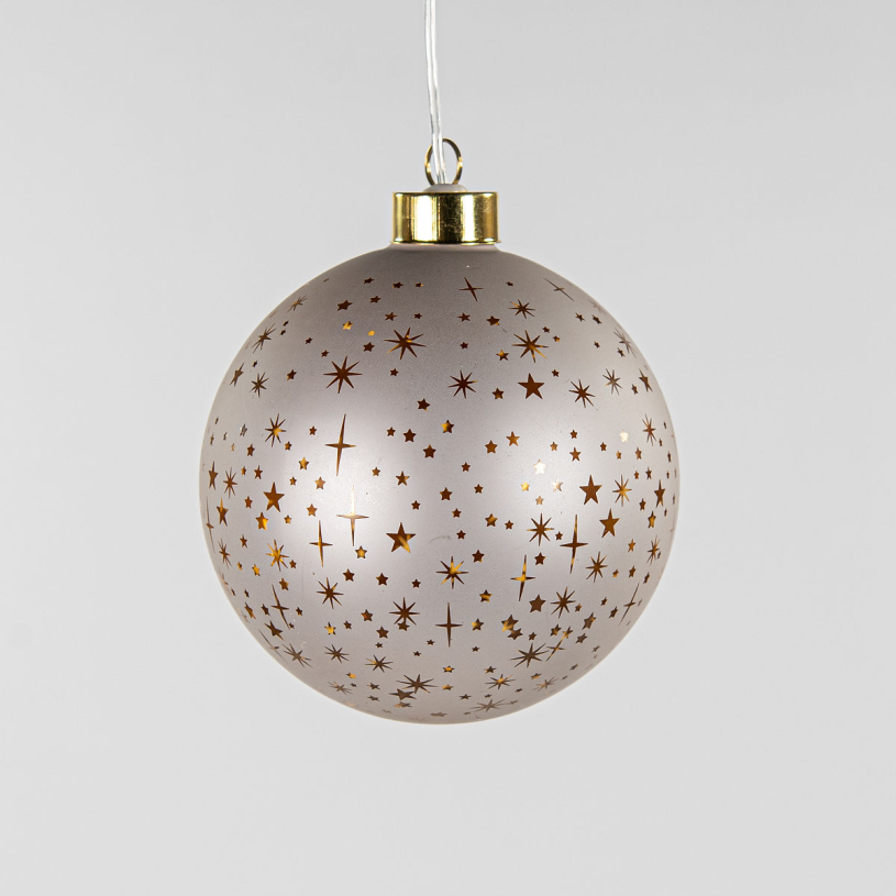 LED Bal glas Champagne Sterren 12cm incl. timer