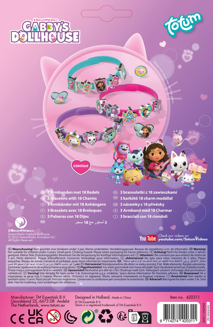 Totum Gabby's Dollhouse Bracelets And Charms