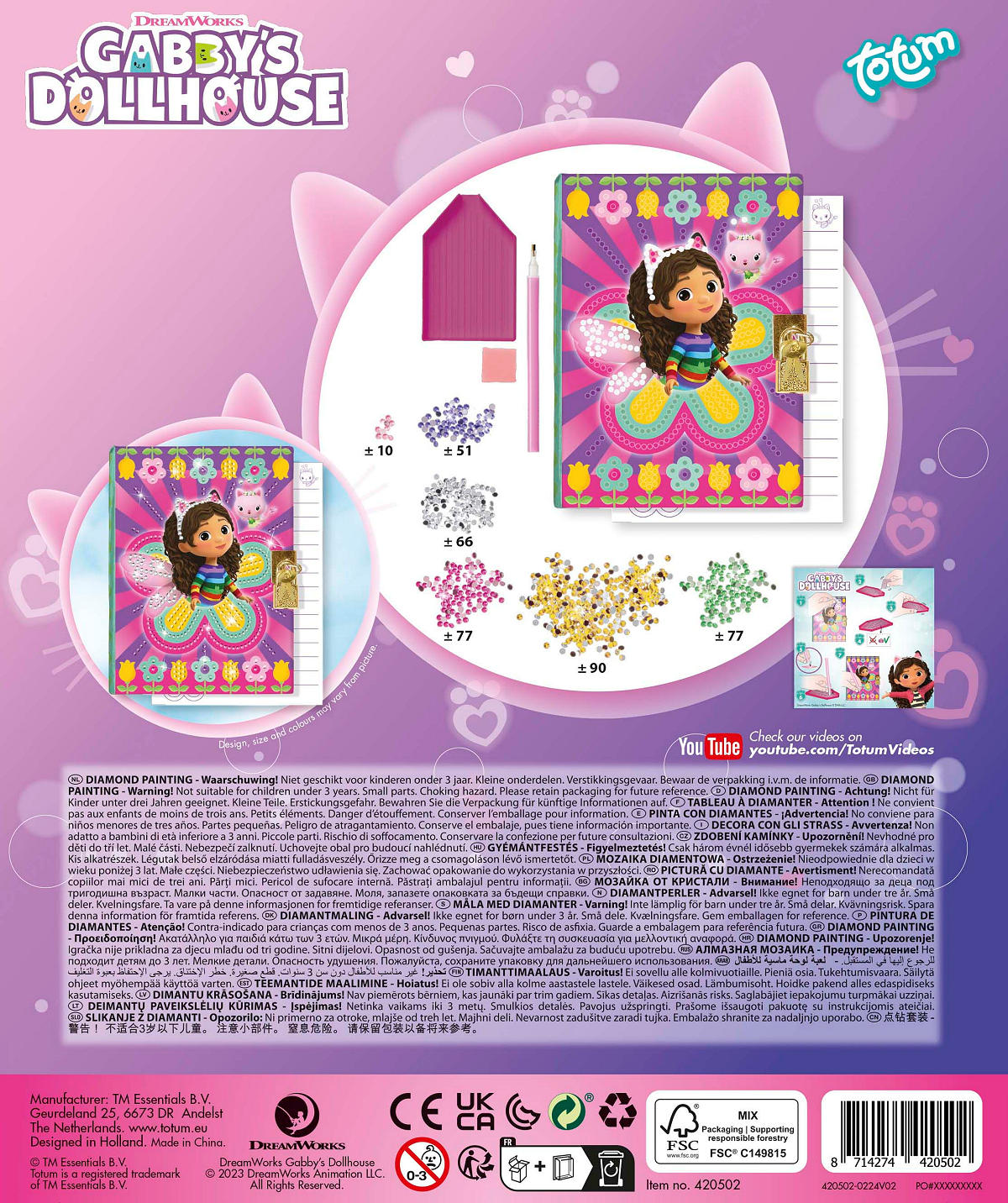 Totum Gabby's Dollhouse Diamond Paint Dagboek