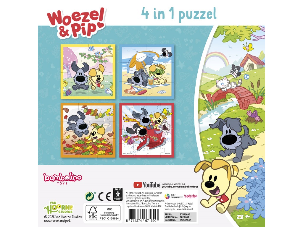 Bambolino Woezel en Pip - Puzzel 4 in 1