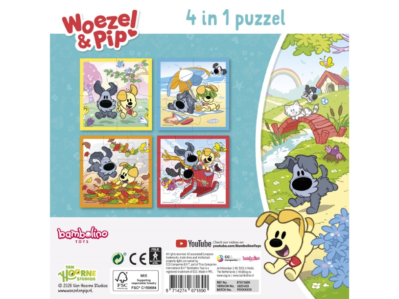 Bambolino Woezel en Pip - Puzzel 4 in 1