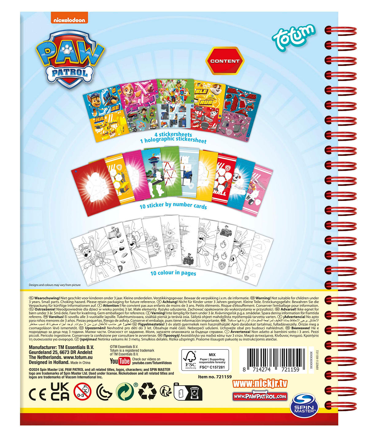 Totum Paw Patrol Sticker By Number Book