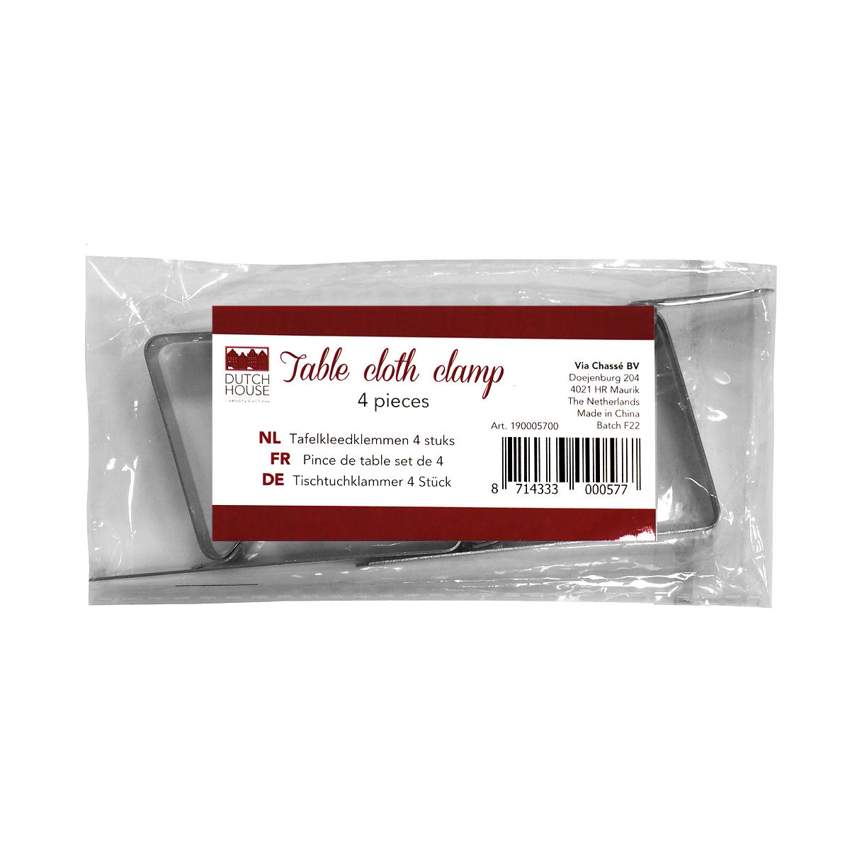 Dutch House Tafelkleedklemmen set 4 stuks