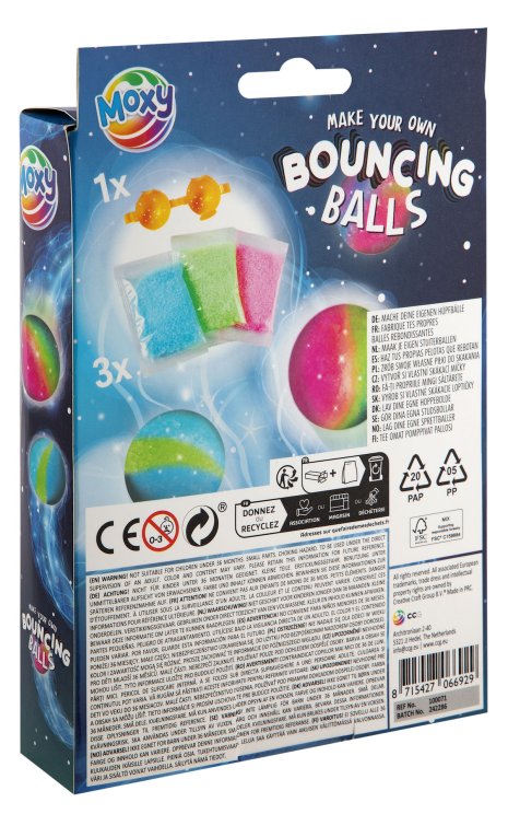 Moxy stuiterballen maken 3 neon kleuren