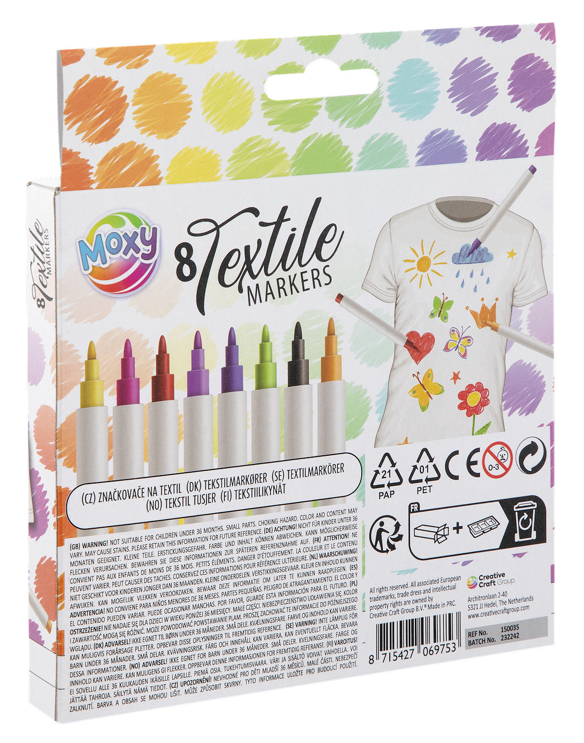 Moxy Textielstiften 8 stuks