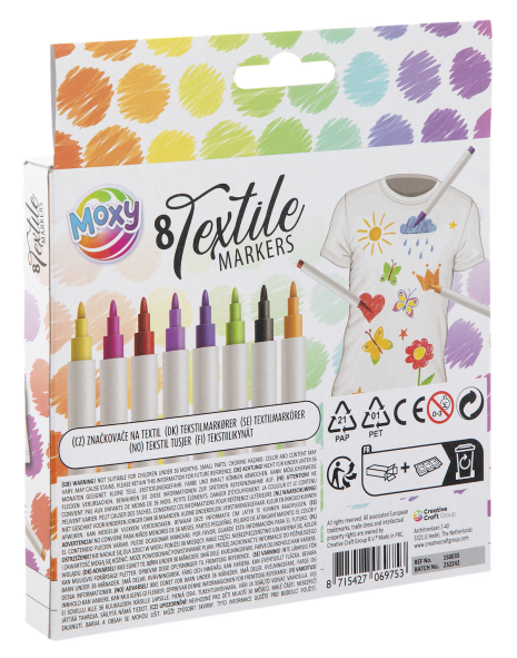 Moxy Textielstiften 8 stuks