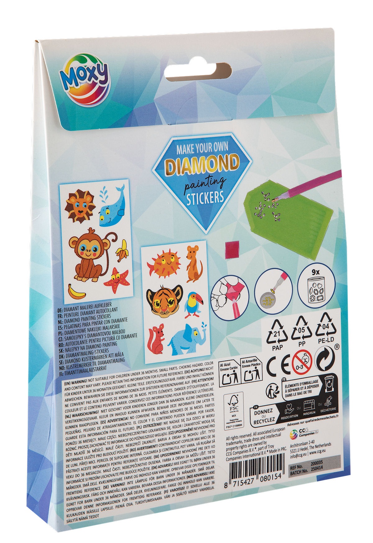 Moxy Diamond painting stickers assorti 12 stuks