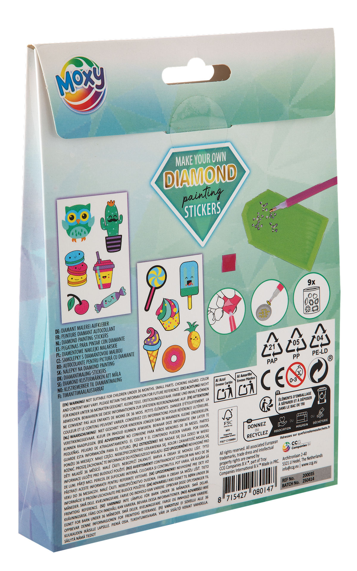 Moxy Diamond painting stickers assorti 12 stuks