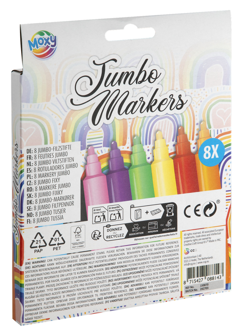 Moxy Jumbo Viltstiften 8 stuks