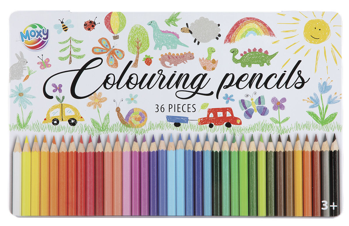 Moxy Kleurpotloden in blik 36 stuks
