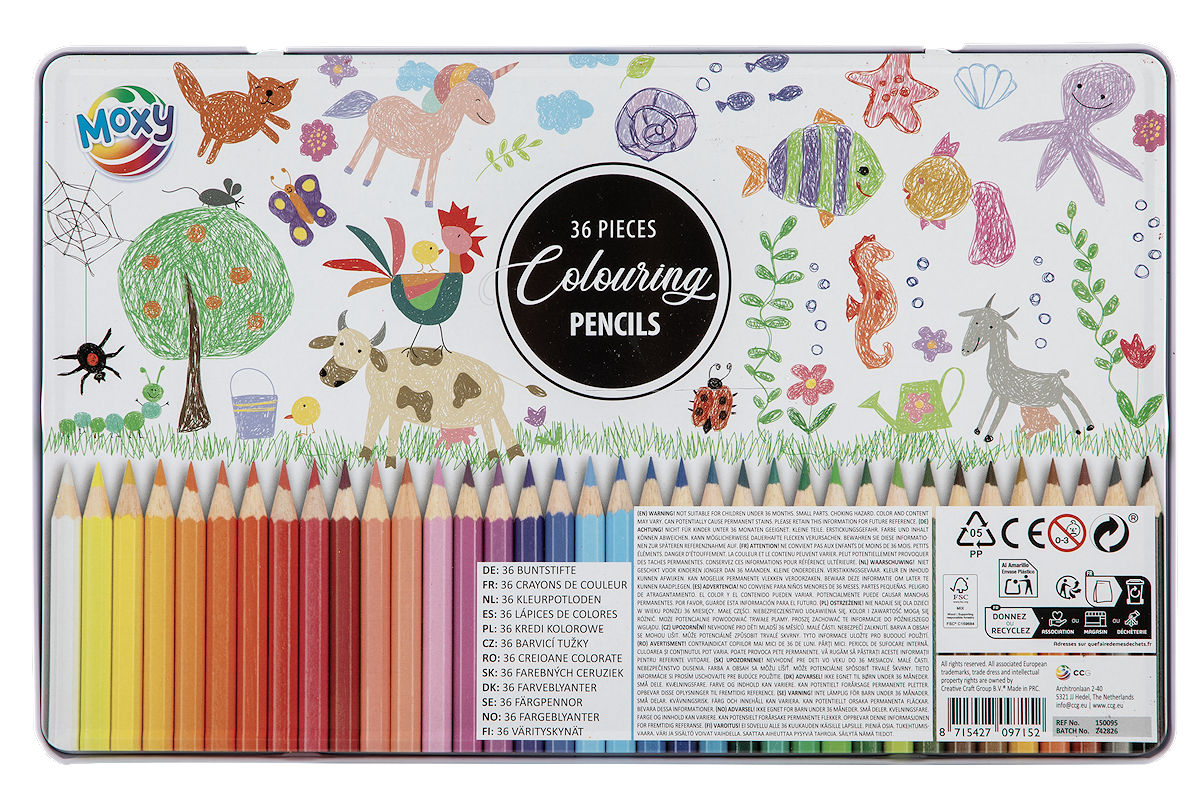 Moxy Kleurpotloden in blik 36 stuks