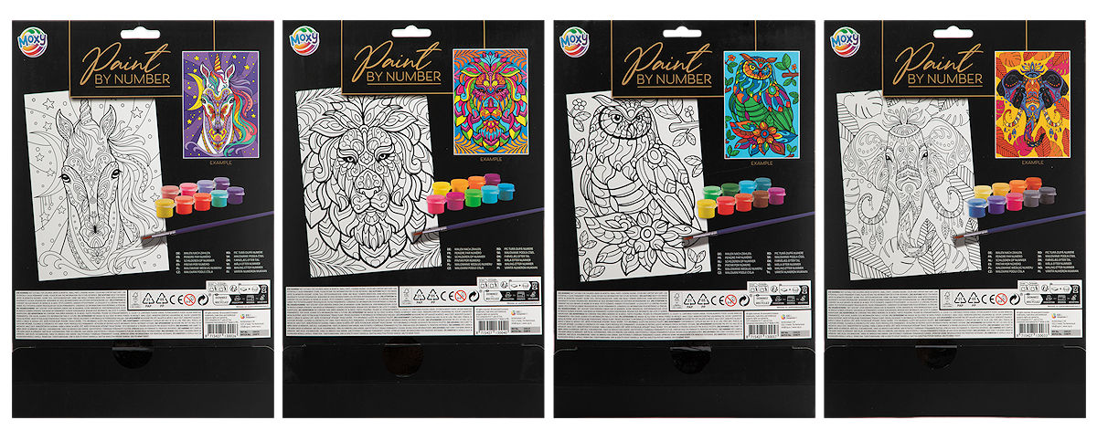 Moxy Schilderen op nummer A4 4 assorti
