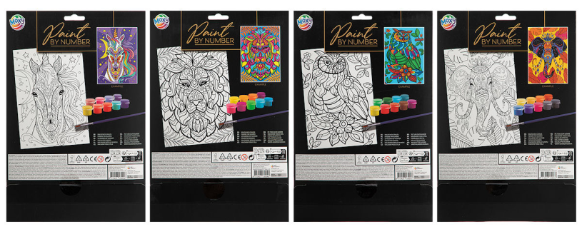 Moxy Schilderen op nummer A4 4 assorti