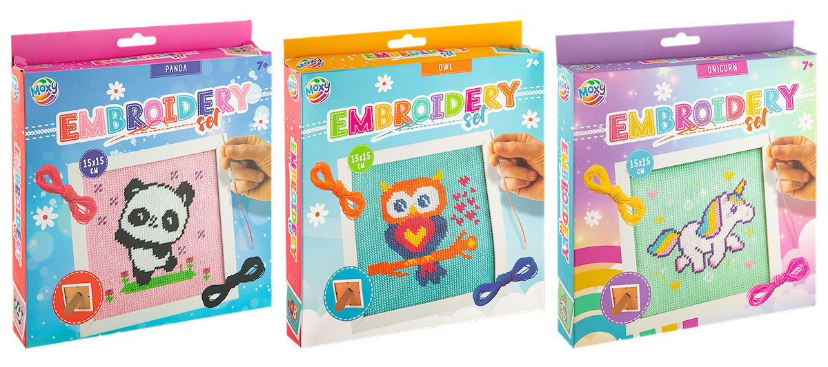 Moxy Borduurset in lijstje 15x15cm assorti