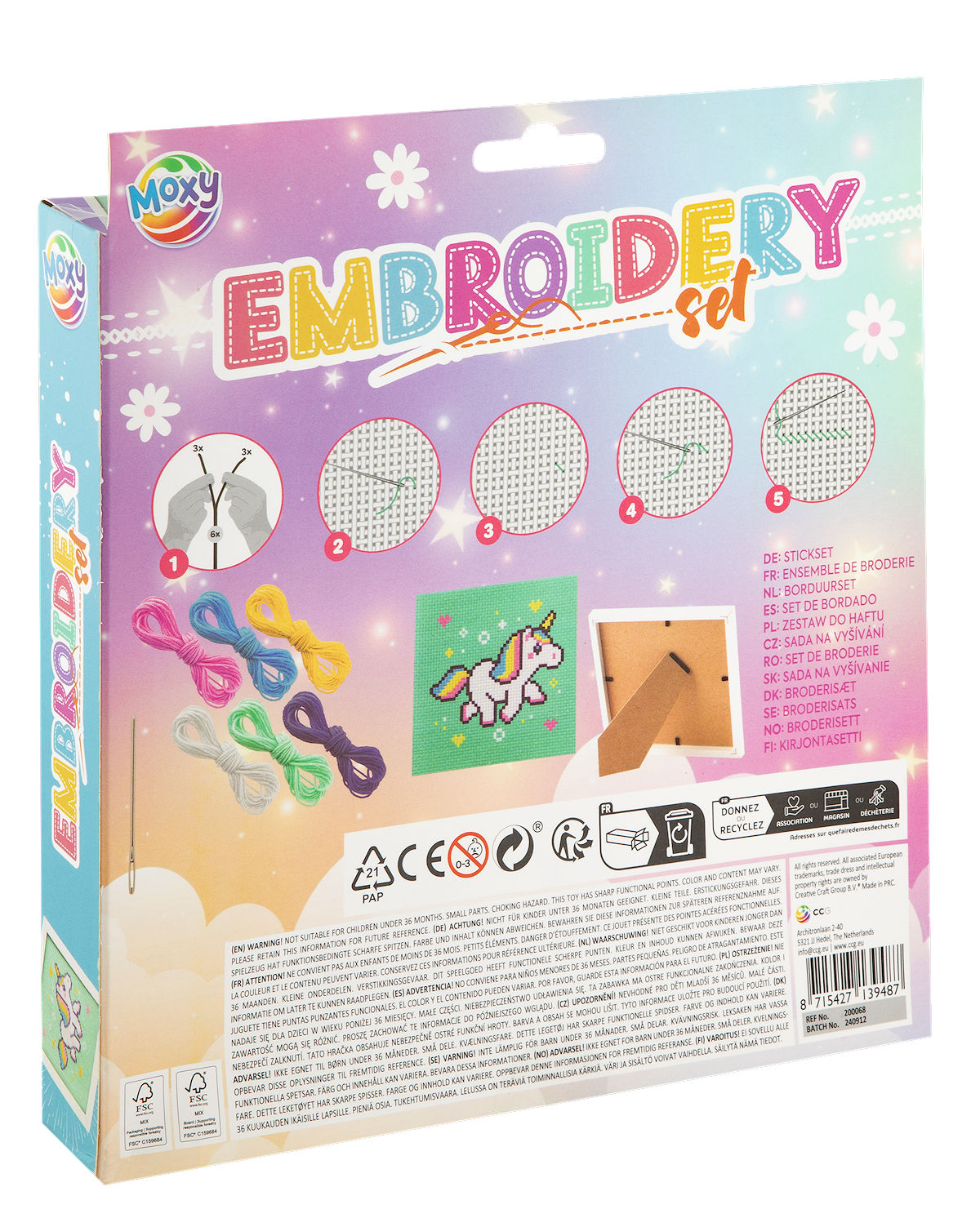 Moxy Borduurset in lijstje 15x15cm assorti