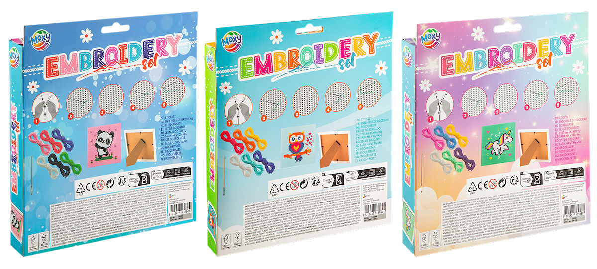 Moxy Borduurset in lijstje 15x15cm assorti