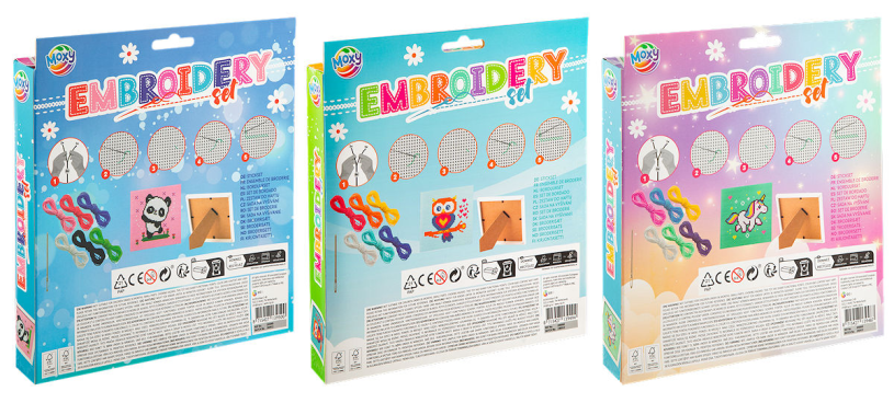 Moxy Borduurset in lijstje 15x15cm assorti