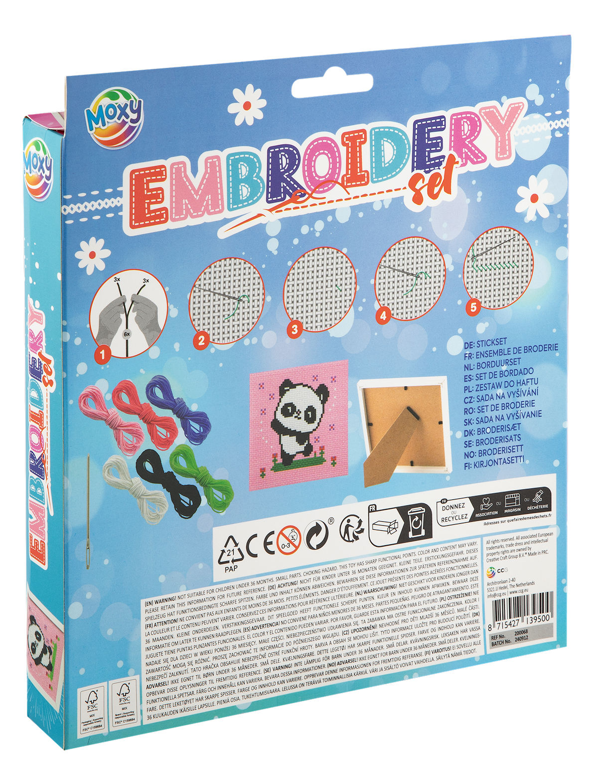 Moxy Borduurset in lijstje 15x15cm assorti