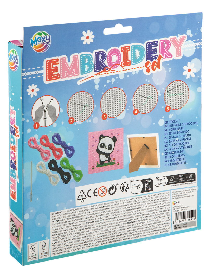 Moxy Borduurset in lijstje 15x15cm assorti