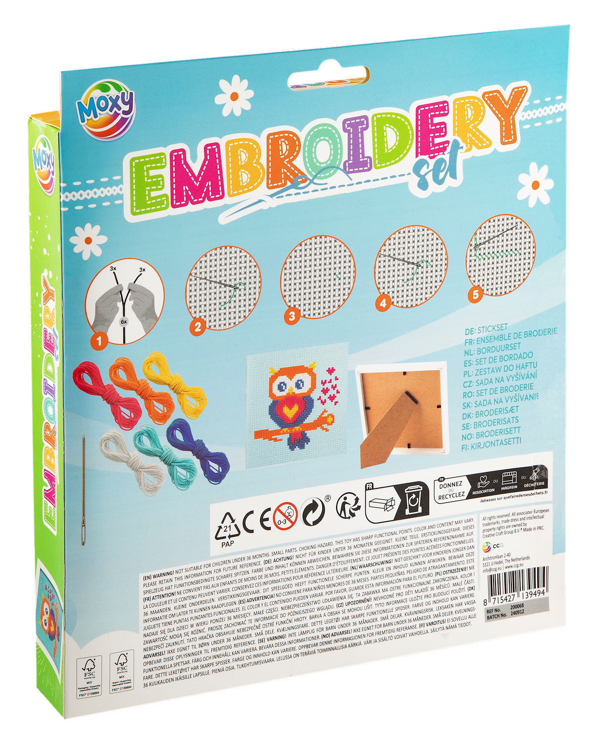 Moxy Borduurset in lijstje 15x15cm assorti