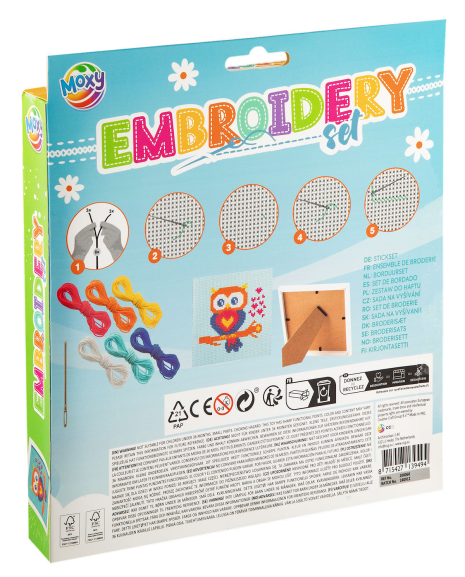 Moxy Borduurset in lijstje 15x15cm assorti