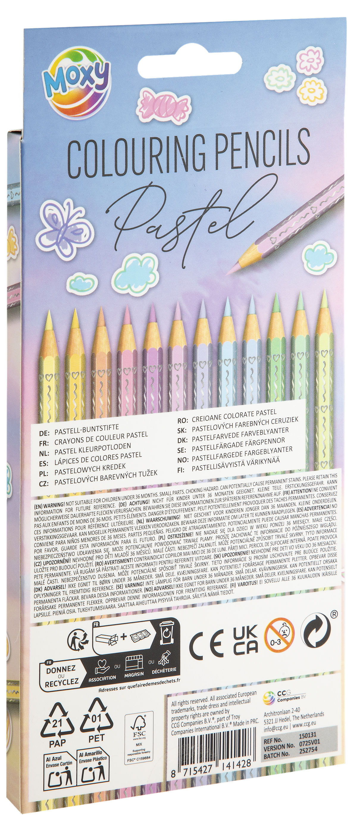 Moxy Pastel kleurpotlodenset 12 stuks