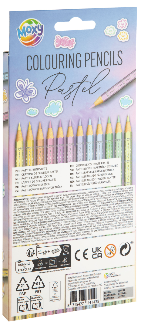 Moxy Pastel kleurpotlodenset 12 stuks