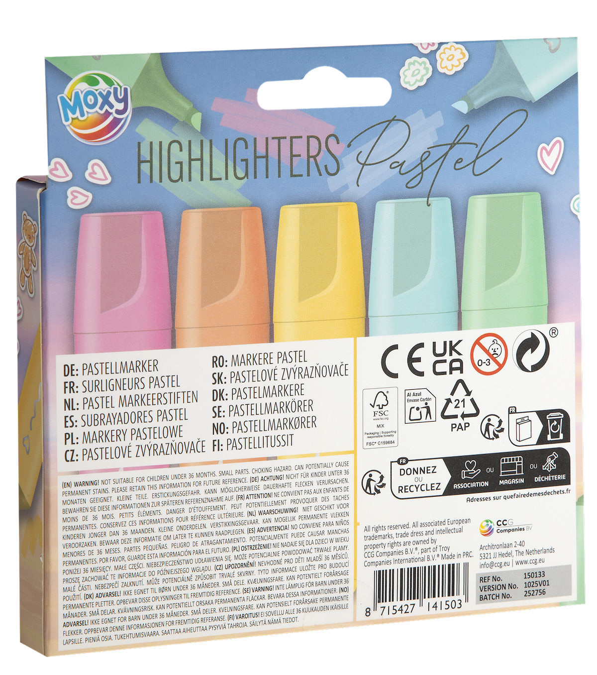 Moxy Markeerstiften pastel 5 stuks