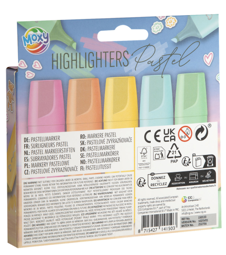 Moxy Markeerstiften pastel 5 stuks