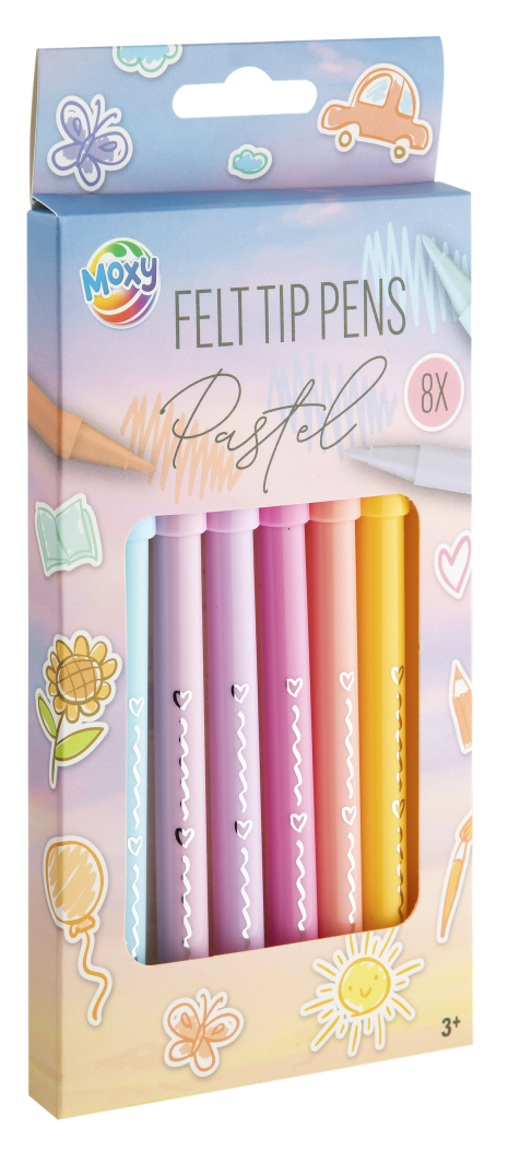 Moxy Viltstiften pastel 8 stuks